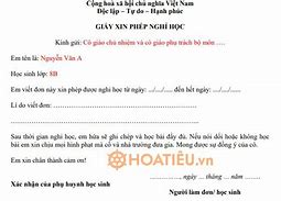 Giấy Xin Phép Nghỉ Học Cấp 2